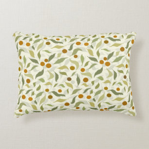 Coussins Décoratifs Berries d'Orange et Feuilles sur crème - motif.