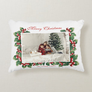 Coussins Décoratifs Berries florales d'hiver   Noël   Photo de famille