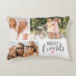 Coussins Décoratifs Best Friends Chic Script Photo<br><div class="desc">Un meilleur coussin photo d'amis avec la place pour 3 photos à l'avant et à l'arrière. Personnalisez-le avec des photos de vos amis. Conçu pour vous par Blackberry Boulevard.</div>