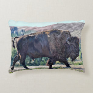 Coussins Décoratifs Bison d'Amérique errant dans un cadre de prairie