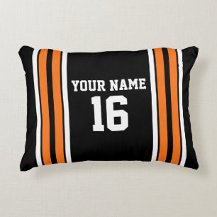 Coussins Décoratifs Black avec Orange White Stripes Team Jersey