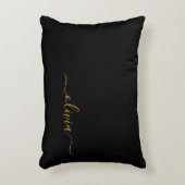 Coussins Décoratifs Black Gold Modern Script Girl Monogramme Nom (Devant(Vertical))