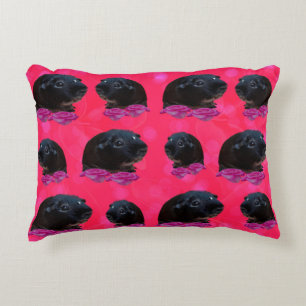 Coussins Décoratifs Black Guinée Pigs On Pretty Pink Rose