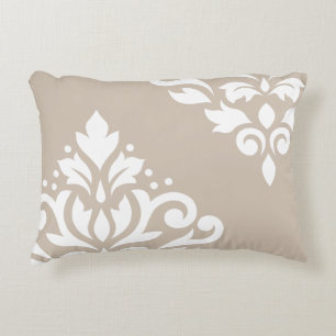 Coussins Décoratifs Blanc de l'art I de damassé de rouleau sur le