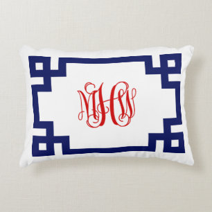 Coussins Décoratifs Blanc Navy Rouge Clé Grecque Vigne Monogramme DIY