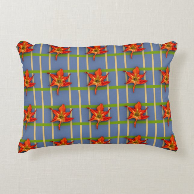 Coussins Décoratifs Bleu avec Amaryllis (Devant)