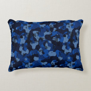 Coussins Décoratifs bleu clair, bleu foncé, bleu poussiéreux camouflag