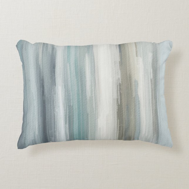 Coussins Décoratifs Bleu clair sarcelle gris marron rayure abstraite (Devant)