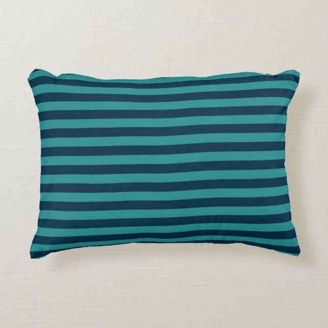 Coussins Décoratifs Bleu de Prusse et Rayures Sarcelle (Devant)