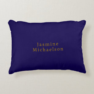 Coussins Décoratifs Bleu foncé et or Mignon Minimaliste Nom propre
