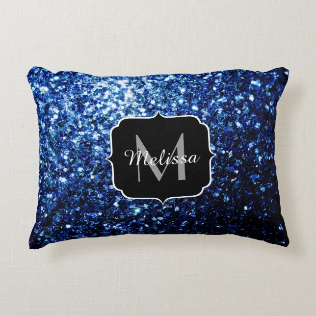 Coussins Décoratifs Bleu foncé foncé brillant parties scintillant scin (Devant)