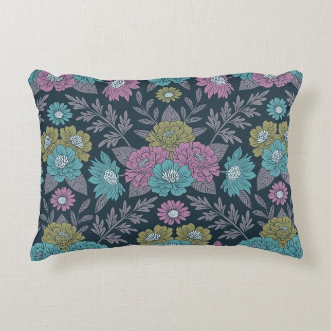 Coussins Décoratifs Bleu foncé, vert et violet (Devant)
