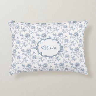 Coussins Décoratifs Bleu Français Toile Chinoiserie Fleurs Nom de Fill