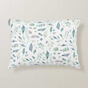 Coussins Décoratifs Bleu Motif de feuilles traditionnelles sur blanc