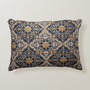 Coussins Décoratifs ✨ Bleu Nuit Orné Style Luxe Vintage ✨