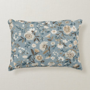 Coussins Décoratifs Bleu Poussiéreux Marron Crème Floral Cottage