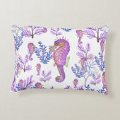 Coussins Décoratifs Bleu rose Purple Hippocampe Corail Plage Côtière (Dos)
