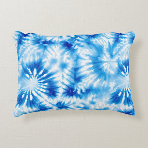 Coussins Décoratifs Bleu Tie-Dye Blanc