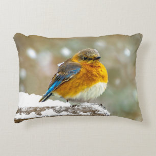Coussins Décoratifs Bleuet de l'Est en neige - Photo originale