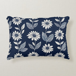 Coussins Décoratifs Bloc imprimé boho floral bleu et blanc