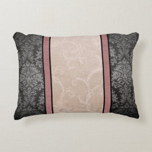 Coussins Décoratifs Blossoms Vintages gothiques : Noir Damas & Rose