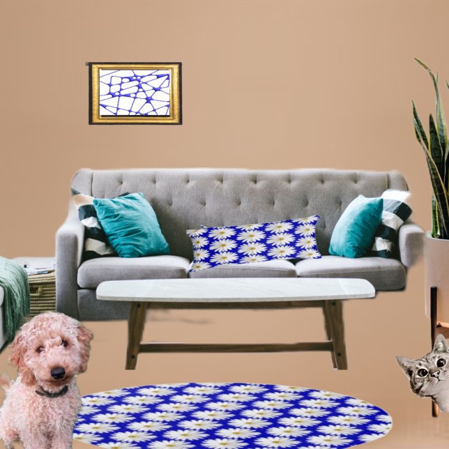 Coussins Décoratifs Blue Daisy Marguerite Floral (Matching rug also available)