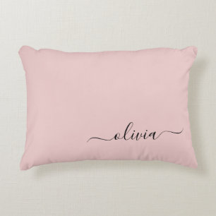 Coussins Décoratifs Blush Dusty rose moderne Script Girl Monogramme No