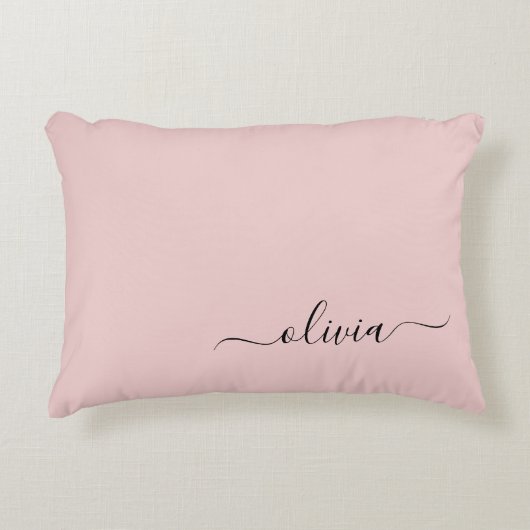 Coussins Décoratifs Blush Dusty rose moderne Script Girl Monogramme No (Devant)