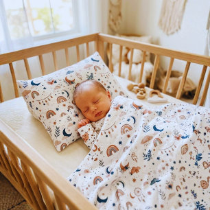 Coussins Décoratifs Boho Celestial Nursery Lune et Étoiles Neutres
