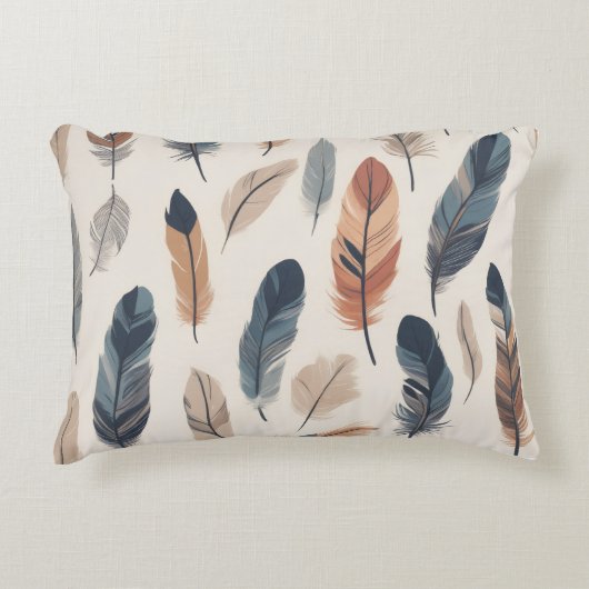 Coussins Décoratifs Boho Feather Pattern Throw Pillow  (Devant)