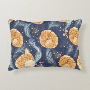 Coussins Décoratifs Boho Grain de Bois Éventail et Navy Plume Botaniqu