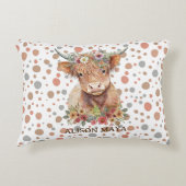 Coussins Décoratifs Boho Style Highland Cow Natural Cute Floral Design (Devant)