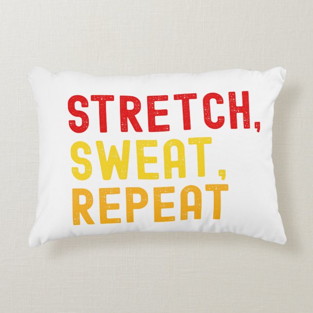 Coussins Décoratifs Bold Text "STRETCH, SWEAT, REPEAT." on White Backg (Devant)