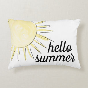 Coussins Décoratifs Bonjour soleil d'été jaune amusant pastel été