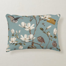 Bosquet de magnolias avec des hiboux en bleu œuf d