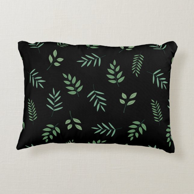 Coussins Décoratifs Botanical Accent Pillow – Leaf on Black Design (Dos)
