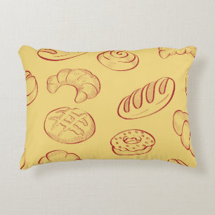 Coussins Décoratifs Boulangerie, croissant, nourriture vintage sans co