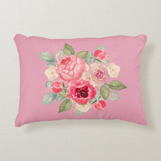 Coussins Décoratifs Bouquet of Painted Pink Roses (Devant)