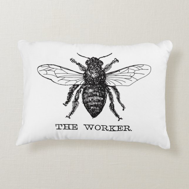 Coussins Décoratifs Bourdon noir ouvrier abeille miel (Dos)