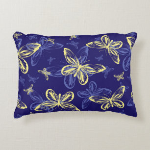 Coussins Décoratifs Bouton bleu et jaune mou Motif illustré