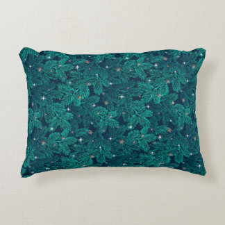 Coussins Décoratifs Branches de pin sarcelle avec flocons de neige bla