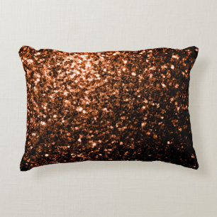 Coussins Décoratifs Bronze cuivre brun orange faux paillettes scintill
