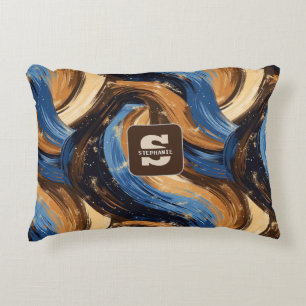 Coussins Décoratifs Brosses Abstraites en bleu et Brown