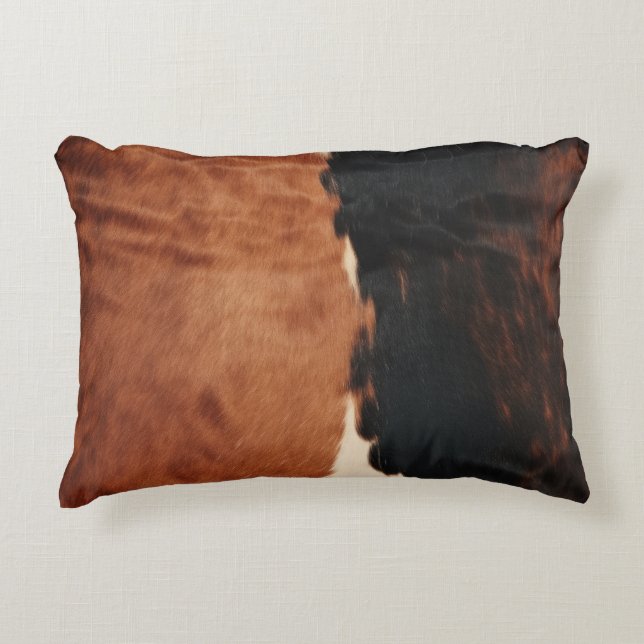 Coussins Décoratifs Brown Noir Noir Faux Cowhide (Devant)