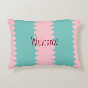 Coussins Décoratifs Bubblegum rose & turquoise, joli, bienvenue, votre