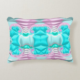 Coussins Décoratifs ~BUCKLED UP ~ Aqua Rose Blanc Fractal Design ~