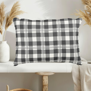 Coussins Décoratifs Buffalo Plaid gris foncé et crème au beurre plaine