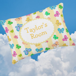Coussins Décoratifs Butterfly Dreams Personalized Yellow White Stripe 