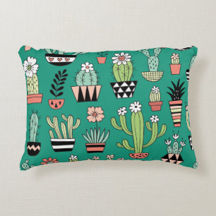 Coussins Décoratifs Cactus en floraison Arrière - plan vert Vintage