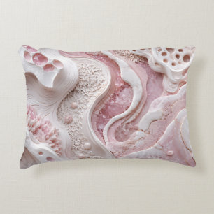 Coussins Décoratifs Cadeau d'art abstrait rose pâle et blanc pour femm